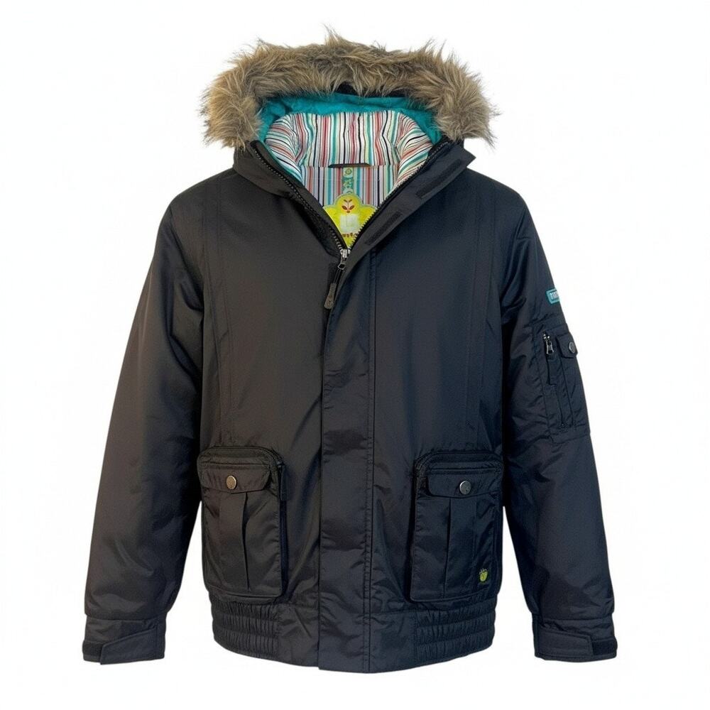 Burton Girls XL 14/16 Black Snowboard Coat Hooded Bomber Jacket Skiing Outerwear